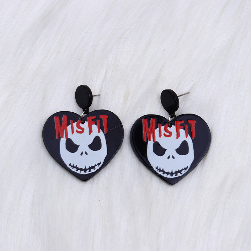 Wholesale Hand Paw Skull Gold Acrylic Earrings